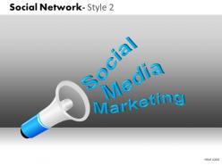 Business consulting social network blue loud speaker social media marketing powerpoint slide template
