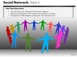 Business consulting social network colorful business executives hands network powerpoint slide template