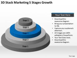 Business context diagram 3d stack marketing 5 stages growth powerpoint templates 0522