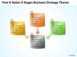 Business context diagram post it notes 4 stages strategy theme powerpoint templates 0523
