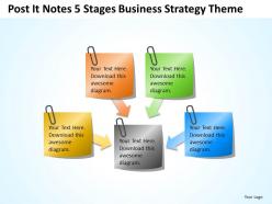 Business context diagram post it notes 5 stages strategy theme powerpoint templates 0523