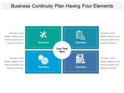 Business continuity plan having four elements