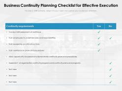 Business continuity planning checklist for effective execution