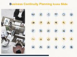 Business continuity planning icons slide agenda threat ppt powerpoint presentation infographics visuals