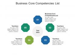 Business core competencies list ppt powerpoint presentation slides mockup cpb