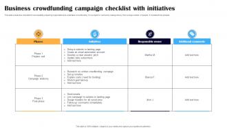 Business Crowdfunding Campaign Checklist With Initiatives