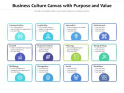 Business culture canvas with purpose and value