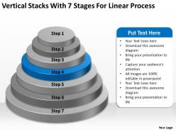 Business cycle diagram vertical stacks with 7 stages for linear process powerpoint slides