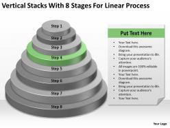 Business cycle diagram vertical stacks with 8 stages for linear process powerpoint slides