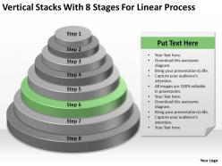 Business cycle diagram vertical stacks with 8 stages for linear process powerpoint slides