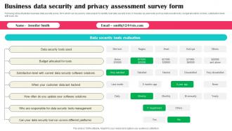 Business Data Security And Privacy Assessment Survey Form Survey SS