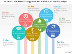 Business deal time management teamwork and result analysis flat powerpoint design