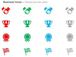 Business deal trophy ribbon flag ppt icons graphics