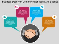 Business deal with communication icons and bubbles flat powerpoint design