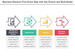 Business decision four arrow step with key drivers and build model