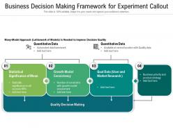 Business decision making framework for experiment callout