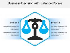 Business decision with balanced scale