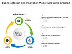 Business design and innovation model with value creation