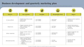 Business Development And Quarterly Marketing Plan