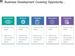 Business Development Covering Opportunity Solution Strategy And Financials