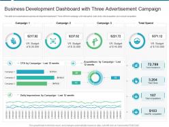 Business Development Dashboard With Three Advertisement Campaign