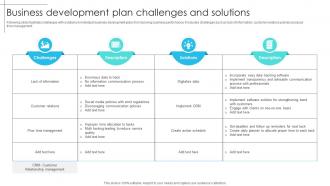 Business Development Plan Challenges And Solutions