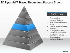 Business development process diagram 3d pyramid 7 staged dependent growth powerpoint slides 0522