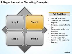 Business development process flowchart 4 stages innovative marketing concepts powerpoint templates