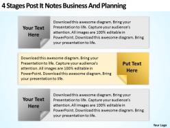 Business development process flowchart post it notes and planning powerpoint templates