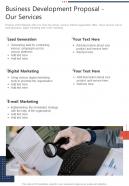 Business Development Proposal Our Services One Pager Sample Example Document