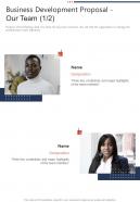 Business Development Proposal Our Team One Pager Sample Example Document