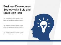 Business development strategy with bulb and brain sign icon