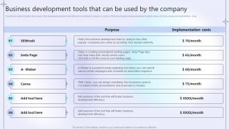 Business Development Tools That Can Be Used By The Company