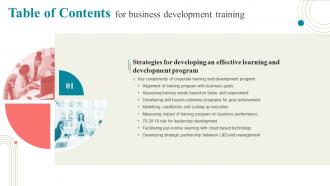Business Development Training For Table Of Contents Ppt Infographic Template Files