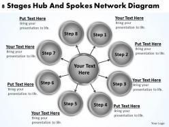 Business diagram chart 8 stages hub and spokes network powerpoint slides