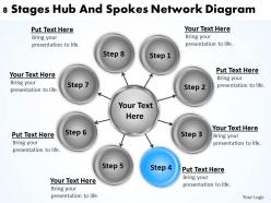 Business diagram chart 8 stages hub and spokes network powerpoint slides