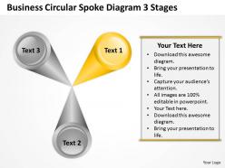 Business diagram circular spoke 3 stages powerpoint templates