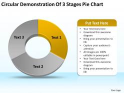 Business diagram examples circular demonstration of 3 stages pie chart powerpoint slides