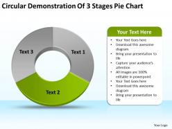 Business diagram examples circular demonstration of 3 stages pie chart powerpoint slides