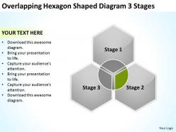 Business diagram examples overlapping hexagon shaped 3 stages powerpoint templates