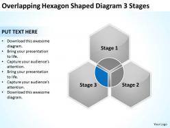 Business diagram examples overlapping hexagon shaped 3 stages powerpoint templates
