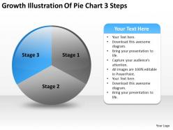 Business diagram growth illustration of pie chart 3 steps powerpoint slides