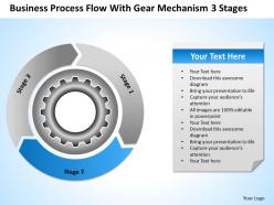Business diagram process flow with gear mechanism 3 stages powerpoint templates
