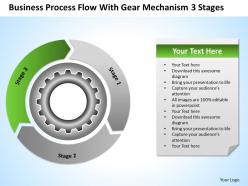 Business diagram process flow with gear mechanism 3 stages powerpoint templates