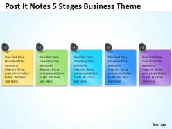 Business diagrams post it notes 5 stages theme powerpoint slides 0523