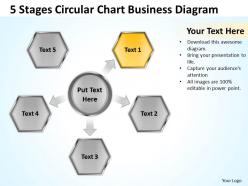 Business diagrams templates 5 stages circular chart powerpoint slides