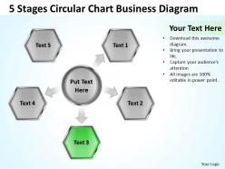 Business diagrams templates 5 stages circular chart powerpoint slides