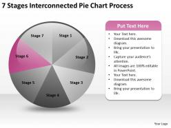 Business diagrams templates 7 stages iinterconnected pie chart process powerpoint