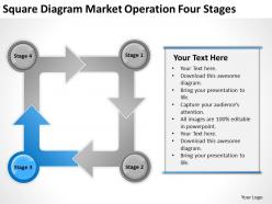 Business diagrams templates sqaure market operation four stages powerpoint 0522