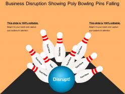Business disruption showing poly bowling pins falling